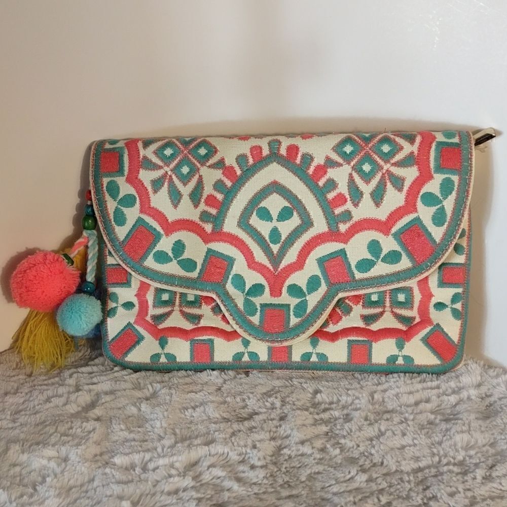 Bam Forever Embroidered Clutch Purse